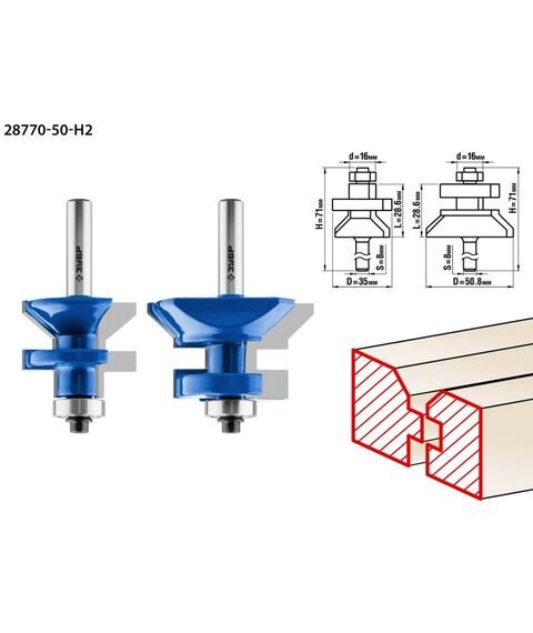 Принадлежности для фрезерных станков: Набор фрез для вагонки Зубр 28770-50-H2 50x30мм, хвостовик 8мм фотографии