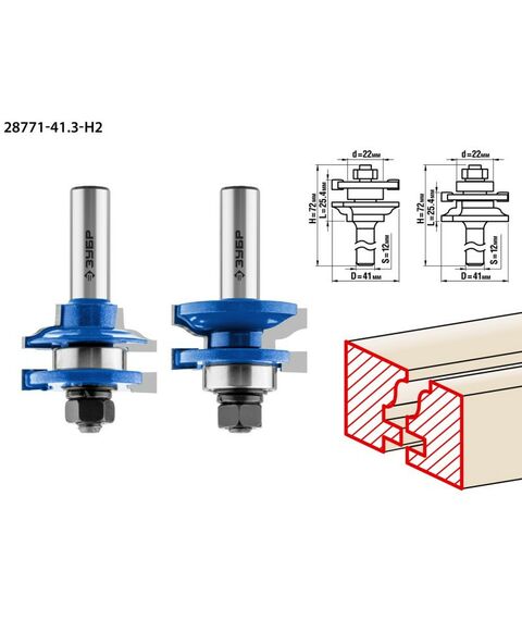 Принадлежности для фрезерных станков: Набор фрез рамочных Зубр 28771-41.3-H2 №1, 41.3x23мм, хвостовик 12мм фотографии