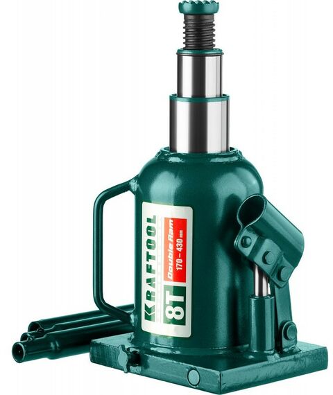 Домкраты: Домкрат двухштоковый бутылочный KRAFTOOL DOUBLE RAM 8т 170-430мм с увеличенным подъемом [43463-8] фотографии