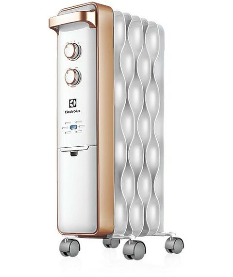 Масляные радиаторы: Масляный радиатор Electrolux Wave EOH/M-9157 мощность обогрева 1500 Вт, число секций: 7, термостат, колеса для перемещения, цвет белый фотографии