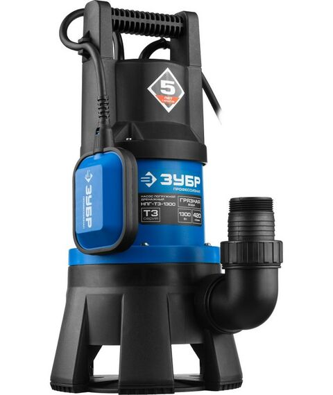 Насосы и насосные станции: Дренажный насос для грязной воды Зубр Профессионал НПГ-Т3-1300 1300 Вт фотографии