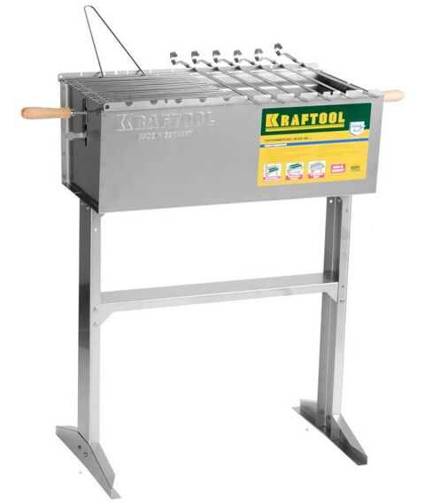 Все для пикника: Мангал KRAFTOOL EXPERT стационарный, 6 шампуров, 1 решетка, поддон для угля, 300x600x800мм [68320] фотографии