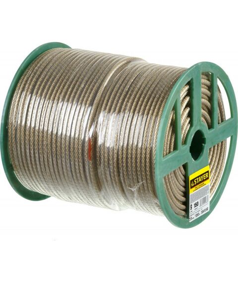 Такелажный крепеж: Трос стальной в полимерной оболочке STAYER d=6,0 мм, L=150 м [30410-60] фотографии