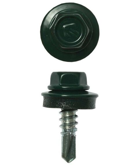 Саморезы: Саморезы СКМ кровельные Зубр Профессионал 19 х 5.5 мм RAL 6005 зеленый насыщенный, 2 500 шт, для металлических конструкций [4-300310-55-019-6005] фотографии