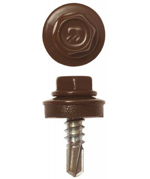 Саморезы: Саморезы СКМ кровельные Зубр Профессионал 19 х 5.5 мм RAL 8017 шоколадно-коричневый, 2 500 шт, для металлических конструкций [4-300310-55-019-8017] фотографии