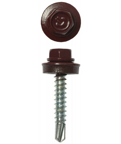 Саморезы: Саморезы СКД кровельные Зубр Профессионал 29 х 4.8 мм RAL 3005 темно-красный 2 500 шт, для деревянной обрешетки [4-300310-48-029-3005] фотографии