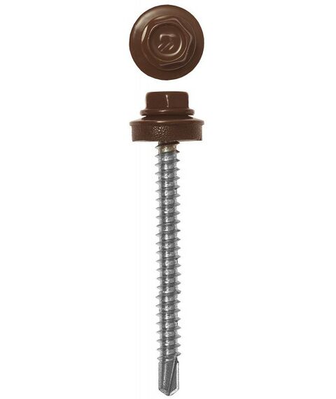Саморезы: Саморезы СКД кровельные Зубр Профессионал 35 х 4.8 мм RAL 8017 шоколадно-коричневый 1 800 шт, для деревянной обрешетки [4-300310-48-035-8017] фотографии