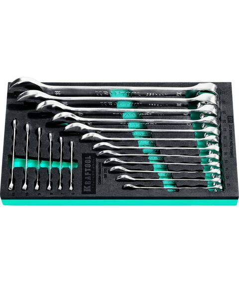 Наборы инструментов и ключи: Набор комбинированных гаечных ключей KRAFTOOL 27079-H18E 18 шт, 6 - 32 мм фотографии