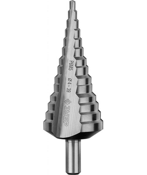 Буры, пики, коронки, сверла: Cверло ступенчатое Зубр 29670-4-39-14 4-39 мм, 14 ступеней, сталь Р6М5 фотографии