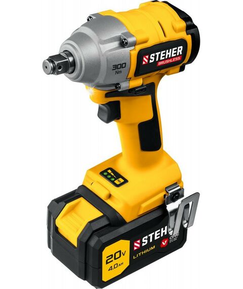 Гайковерты, отвертки: бесщёточный гайковерт STEHER CWB-300-1 20В, 1 АКБ (4Ач), в кейсе фотографии