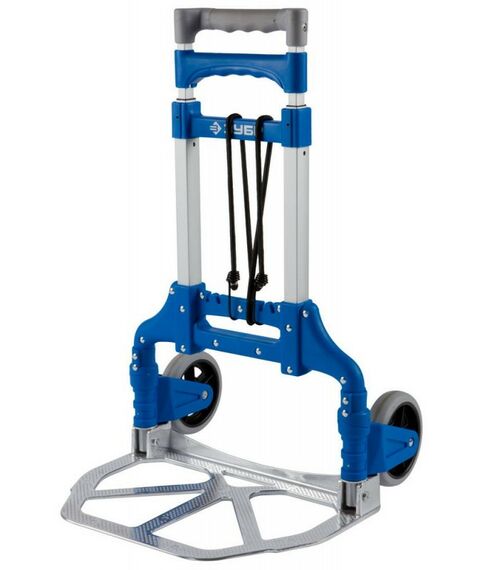 Тележки хозяйственные: Складная хозяйственная тележка Зубр ТР-60 до 60кг, каркас и платформа из алюминия, платформа 39х28см, колёса d13см, вес 3.2кг [38750-60] фотографии