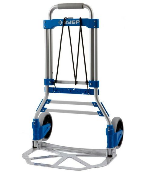 Тележки хозяйственные: Складная хозяйственная тележка Зубр ТР-90 до 90кг, каркас и платформа из алюминия, платформа 48.5 х 28.5см, колёса d13см, вес 4.65кг [38750-90] фотографии
