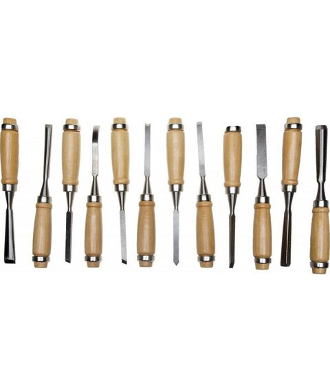 Столярно-слесарный инструмент: Набор: стамески фигурные с деревянной ручкой STAYER PROFI 12шт [1835-H12_z01] фотографии