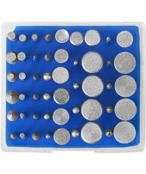 Прямошлифовальные машины (граверы): Набор мини-насадок с алмазным напылением Зубр Профессионал 33383-H50 в пластиковом боксе, Р 180, хвостовик 3мм, 50 предметов фотографии