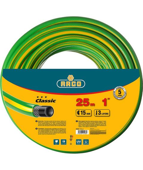 Шланги, системы водопровода и автополива: Поливочный шланг RACO CLASSIC 1" 25 м 15 атм трёхслойный армированный [40306-1-25_z01] фотографии
