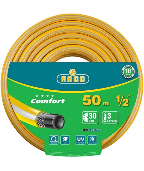 Шланги, системы водопровода и автополива: Поливочный шланг RACO COMFORT 1/2" 50 м 30 атм трёхслойный армированный [40303-1/2-50_z01] фотографии