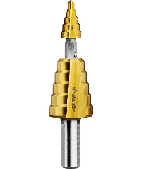 Буры, пики, коронки, сверла: Сверло ступенчатое составное Зубр 4-22мм 11 ступеней, покрытие NiT [29673-4-22] фотографии