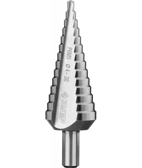 Буры, пики, коронки, сверла: Сверло ступенчатое Зубр 4-30мм 14 ступеней, сталь Р6М5 [29670-4-30-14_z01] фотографии