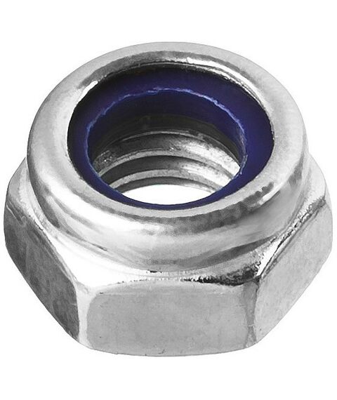 Метрический крепеж: Гайка Зубр M4 DIN 985 с нейлоновым кольцом, 5 кг, кл. пр. 6, оцинкованная [303580-04] фотографии