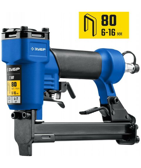 Пневмостеплеры: Пневматический степлер (скобозабиватель) Зубр Профессионал Т80 скобы тип 80 (6-16 мм) [31938] фотографии