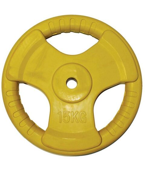 Диски d 25:  Диск обрезиненный 3 HANDLE цветной D26 мм PROFI-FIT 15 кг фотографии