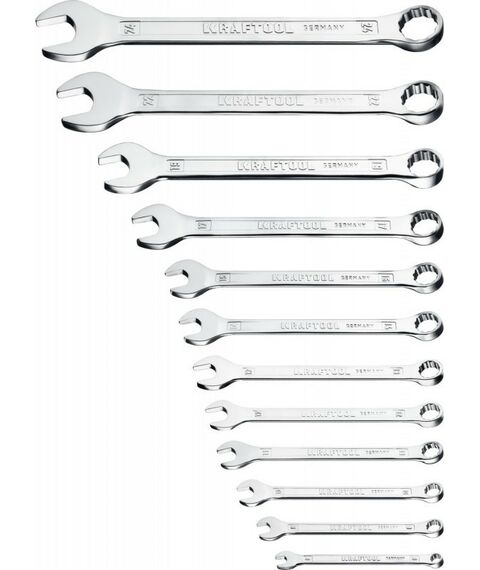 Наборы инструментов и ключи: Набор комбинированных гаечных ключей KRAFTOOL 6 - 24 мм 12 шт [27079-H12C_z01] фотографии
