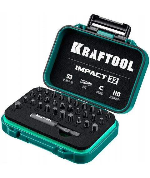 Наборы оснастки: Набор ударных бит KRAFTOOL IMPACT-32 32 шт [26066-H32] фотографии
