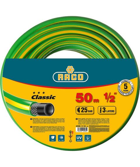 Шланги, системы водопровода и автополива: Поливочный шланг RACO CLASSIC 1/2" 50 м 25 атм трёхслойный армированный [40306-1/2-50_z01] фотографии