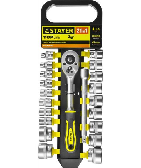 Наборы инструментов и ключи: Набор торцовых головок STAYER RSS 21M 21 предмет [27752-H21] фотографии