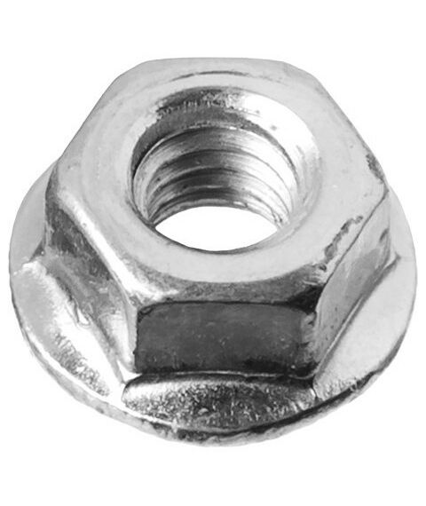 Метрический крепеж: Гайка Зубр M4 DIN 6923 с фланцем, 5 кг, кл. пр. 6, оцинкованная [303630-04] фотографии