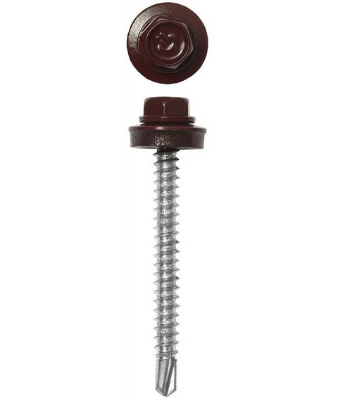 Саморезы: Саморезы СКД кровельные Зубр Профессионал 80 х 4.8 мм RAL 3005 темно-красный, 700 шт, для деревянной обрешетки [4-300310-48-080-3005] фотографии