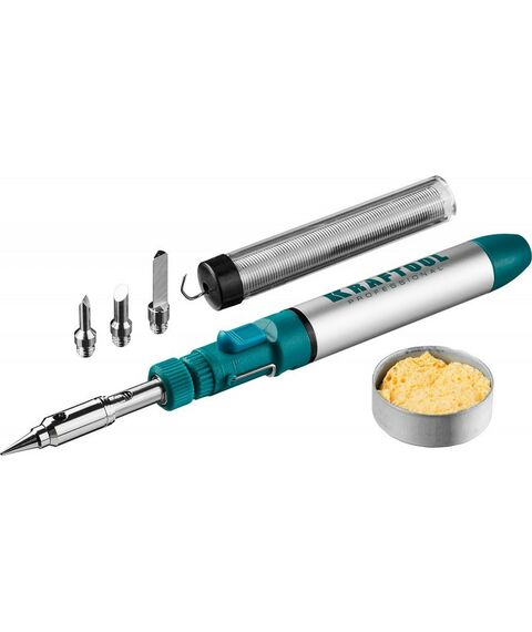 Паяльное оборудование: Газовый паяльник KRAFTOOL SolderPro 70B набор 8-в-1, 30-70 Вт, горелка, фен, 1300°С [55504-H8] фотографии
