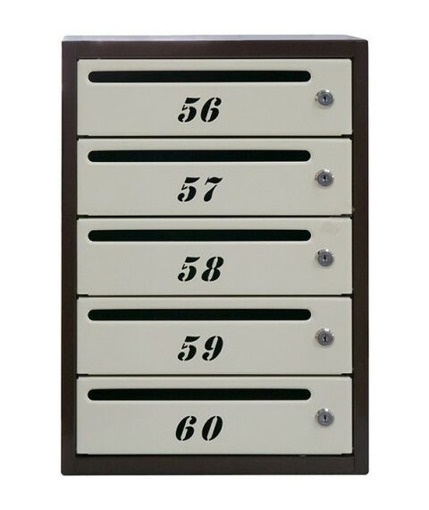 Почтовые ящики:  Почтовый ящик Комфорт 5 секций кор/беж, сквозная резка номера фотографии