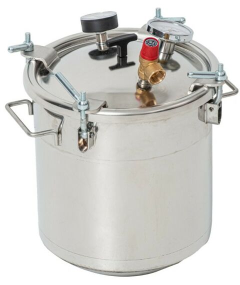 Автоклавы:  Газовый домашний автоклав "Малыш Газ Нерж" 22 л с фальшдном фотографии