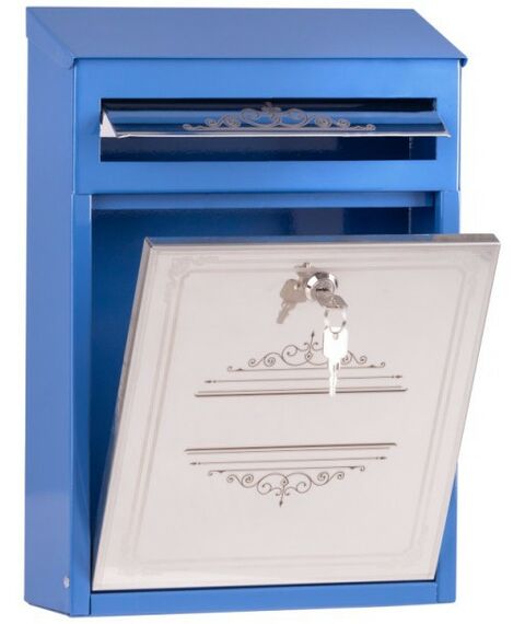Почтовые ящики:  Почтовый ящик Элит дизайнерский синий с лазерной гравировкой фотографии