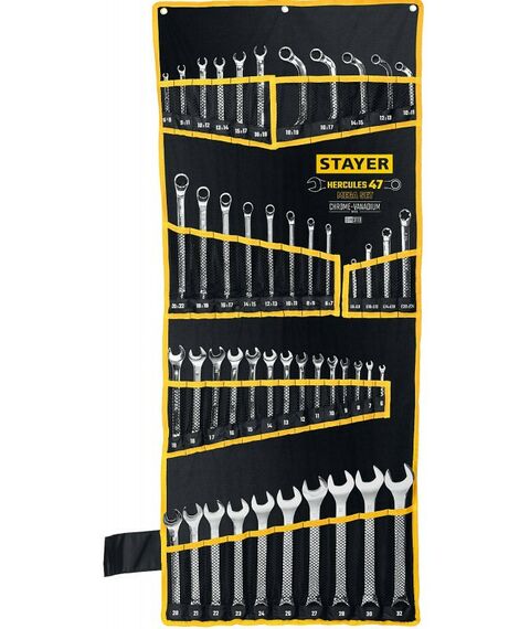 Наборы инструментов и ключи: Набор гаечных ключей универсальный STAYER HERCULES 6 - 32 мм 47 шт [27082-H47] фотографии