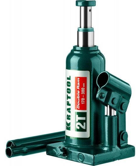Домкраты: Домкрат двухштоковый бутылочный KRAFTOOL DOUBLE RAM 2т 170-380мм с увеличенным подъемом [43463-2] фотографии
