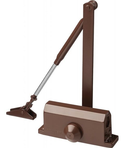 Доводчики: Доводчик дверной STAYER 37917-80 для дверей массой до 80 кг, цвет коричневый фотографии