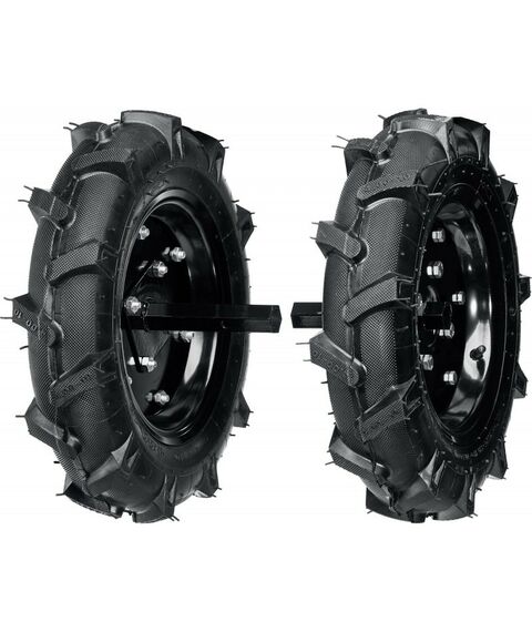 Навесное оборудование для мотоблоков и культиваторов: Колеса пневматические с осями для мотоблоков STEHER 777106-1 4.00-10, набор 2 шт фотографии