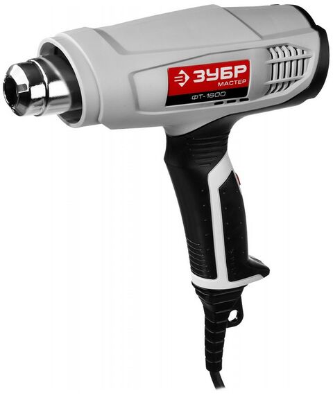 Фены технические: Фен технический (строительный) Зубр ФТ-1600 насадки 3 шт, 2 режима: 350град/ 350л/мин, 550град/ 550л/мин, коробка, 1600Вт фотографии