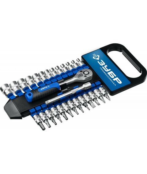 Наборы инструментов и ключи: Набор торцовых головок Зубр Профессионал ТМ-28 28 предметов [27645-H28] фотографии