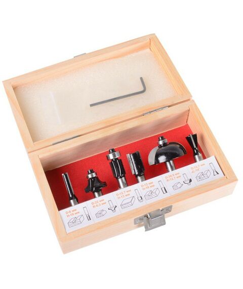 Принадлежности для фрезерных станков: Набор фрез по дереву Вихрь 6шт хвостовик 8 мм, кейс фотографии