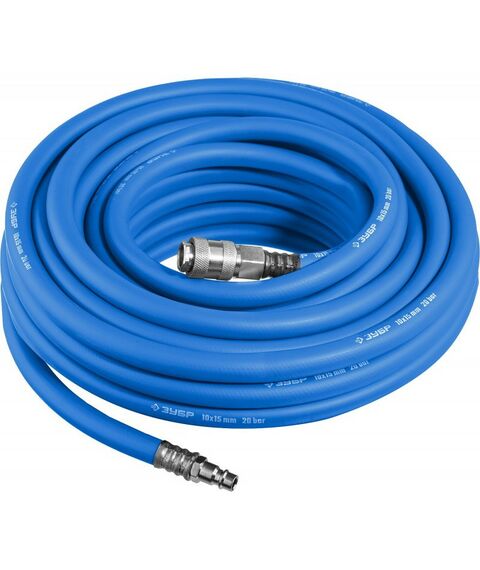 Принадлежности для пневмоинструмента: Воздушный шланг с фитингами рапид Зубр Профессионал 10 м 10х15 мм, 20 бар [6481-10] фотографии