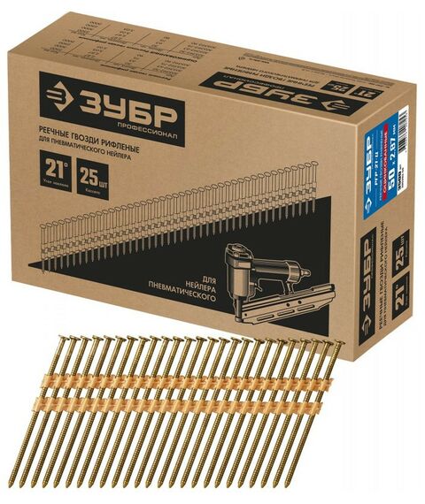 Гвозди: Реечные гвозди рифленые Зубр РГР-21-Ц ЗУБР  50 мм, оцинкованные, 3500 шт. [305393-50] фотографии