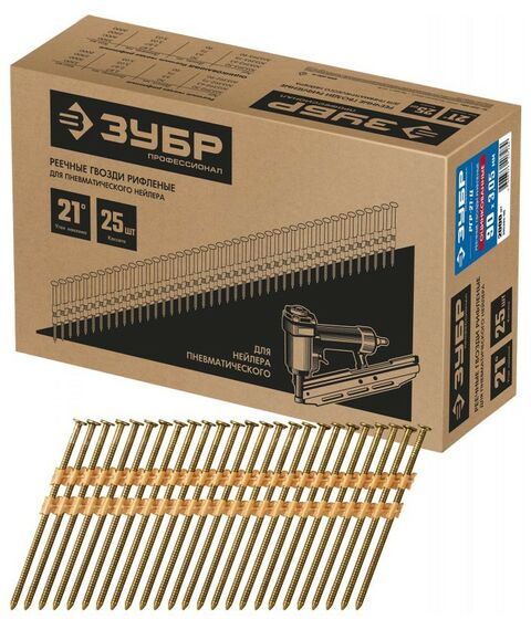 Гвозди: Реечные гвозди рифленые Зубр РГР-21-Ц 90 мм оцинкованные, 2000 шт. [305393-90] фотографии