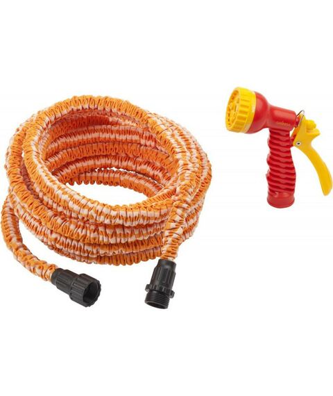 Шланги, системы водопровода и автополива: Удлиняющийся шланг с распылителем пистолетным GRINDA PROLine PS-22 7.5-22.5 м с адаптерами [428496-22] фотографии