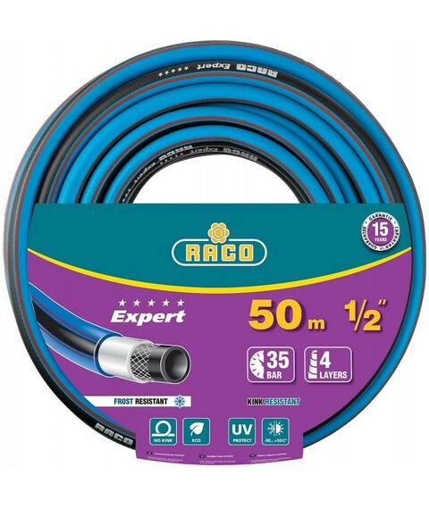 Шланги, системы водопровода и автополива: Поливочный шланг RACO EXPERT 1/2" 50 м 35 атм четырёхслойный армированный [40302-1/2-50_z01] фотографии