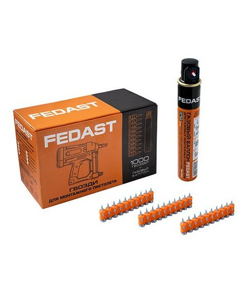 Гвозди прямого монтажа:  Гвозди 3.0*16 мм для монтажного пистолета с кованым наконечником Bullet point в комплекте с газовым баллоном 165 мм FEDAST [fd3016mgbpfc] фотографии