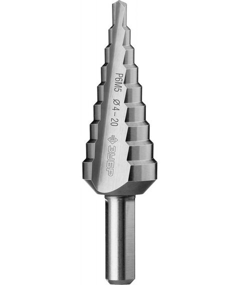 Буры, пики, коронки, сверла: Сверло ступенчатое Зубр Профессионал 4-20мм 9 ступеней [29670-4-20-9] фотографии