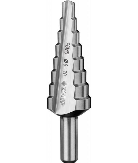 Буры, пики, коронки, сверла: Сверло ступенчатое Зубр Профессионал 6-20мм 8 ступеней [29670-6-20-8] фотографии